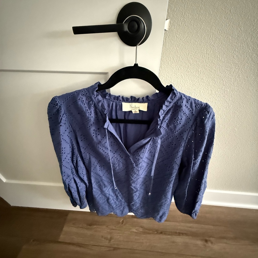 Nurture Blue Eyelet Blouse